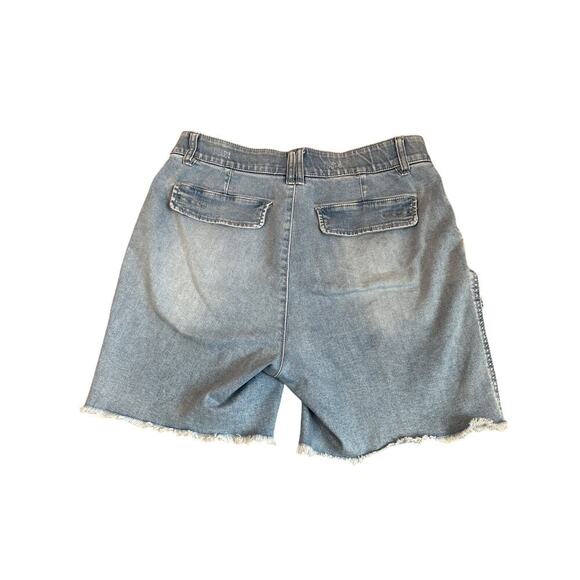 Democracy AB Technology jean denim shorts stretch front hip pockets raw hem S 12 - Picture 3 of 9
